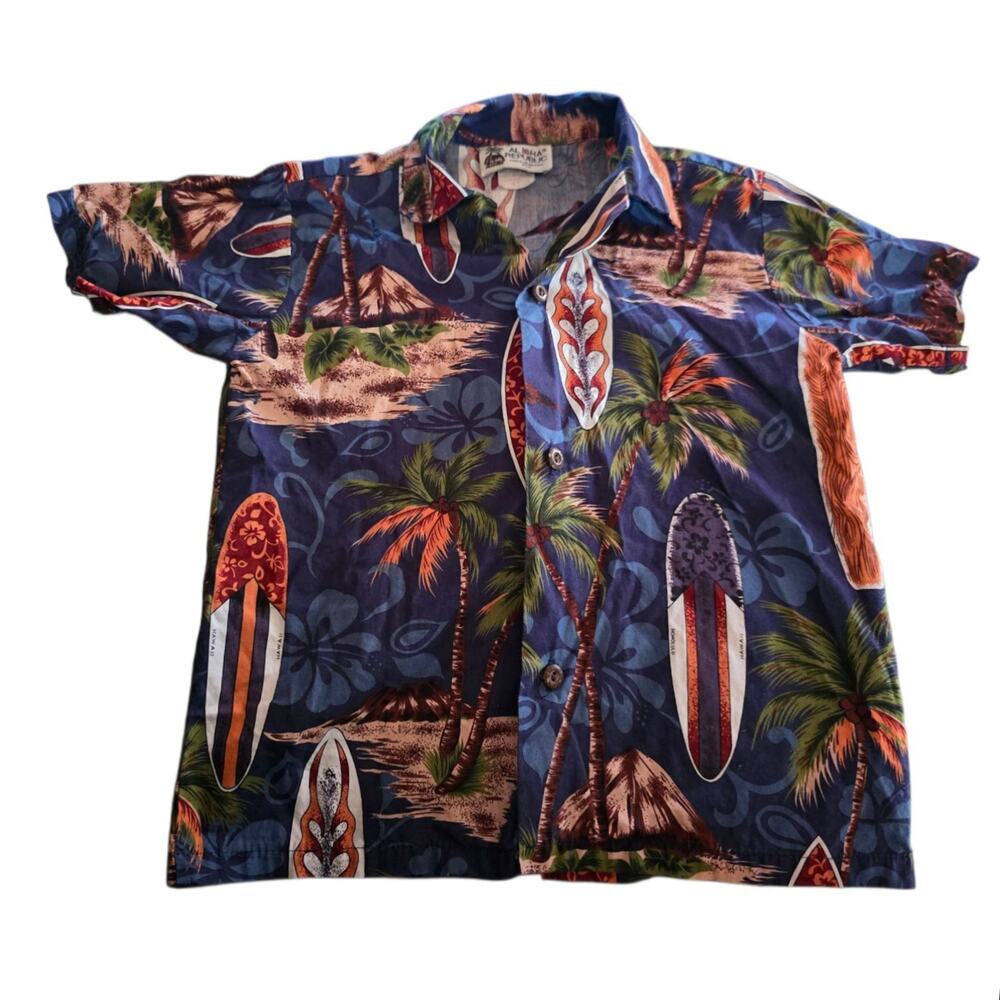 Aloha Republic Toddler Hawaiian Surfboards and Palm Trees Shirt SZ 4T